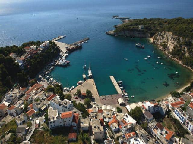 Alonissos (or Alonnisos) is situated to the East of the Sporades islands. Here, you may view aerial photo of Patitiri port in Alonnisos.